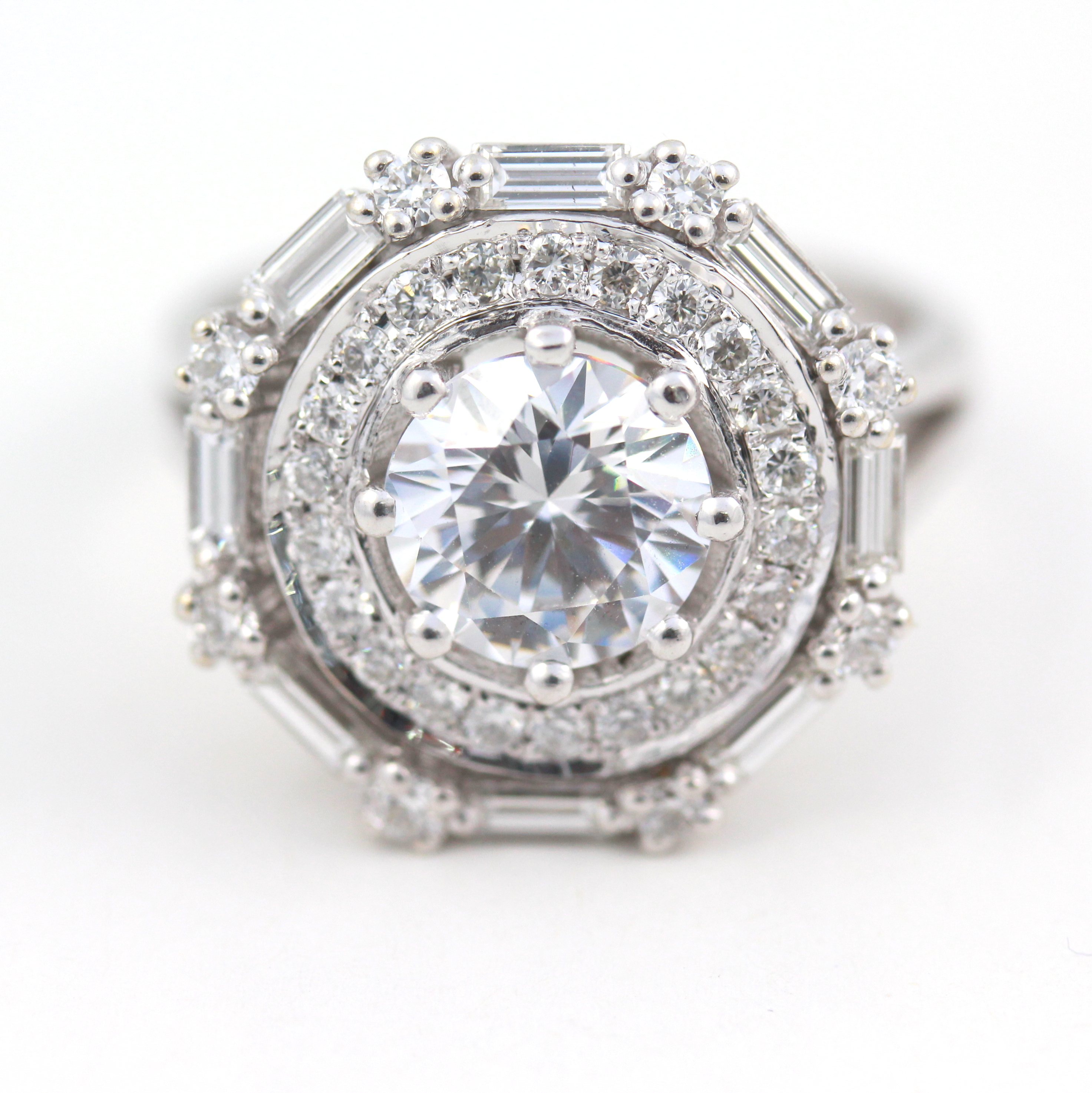 HALO LADIES AGI CERTIFIED REAL DIAMOND RING ROUND 4.25 CT 14K WHITE