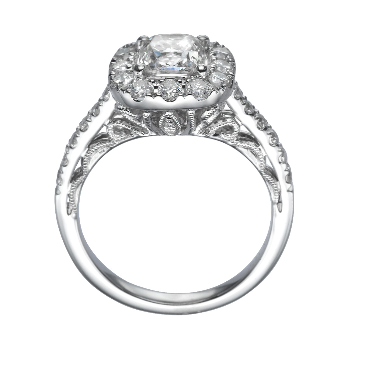 CERTIFIED FILIGREED 2 CT VVS ANNIVERSARY DIAMOND HALO RING 14 KARAT