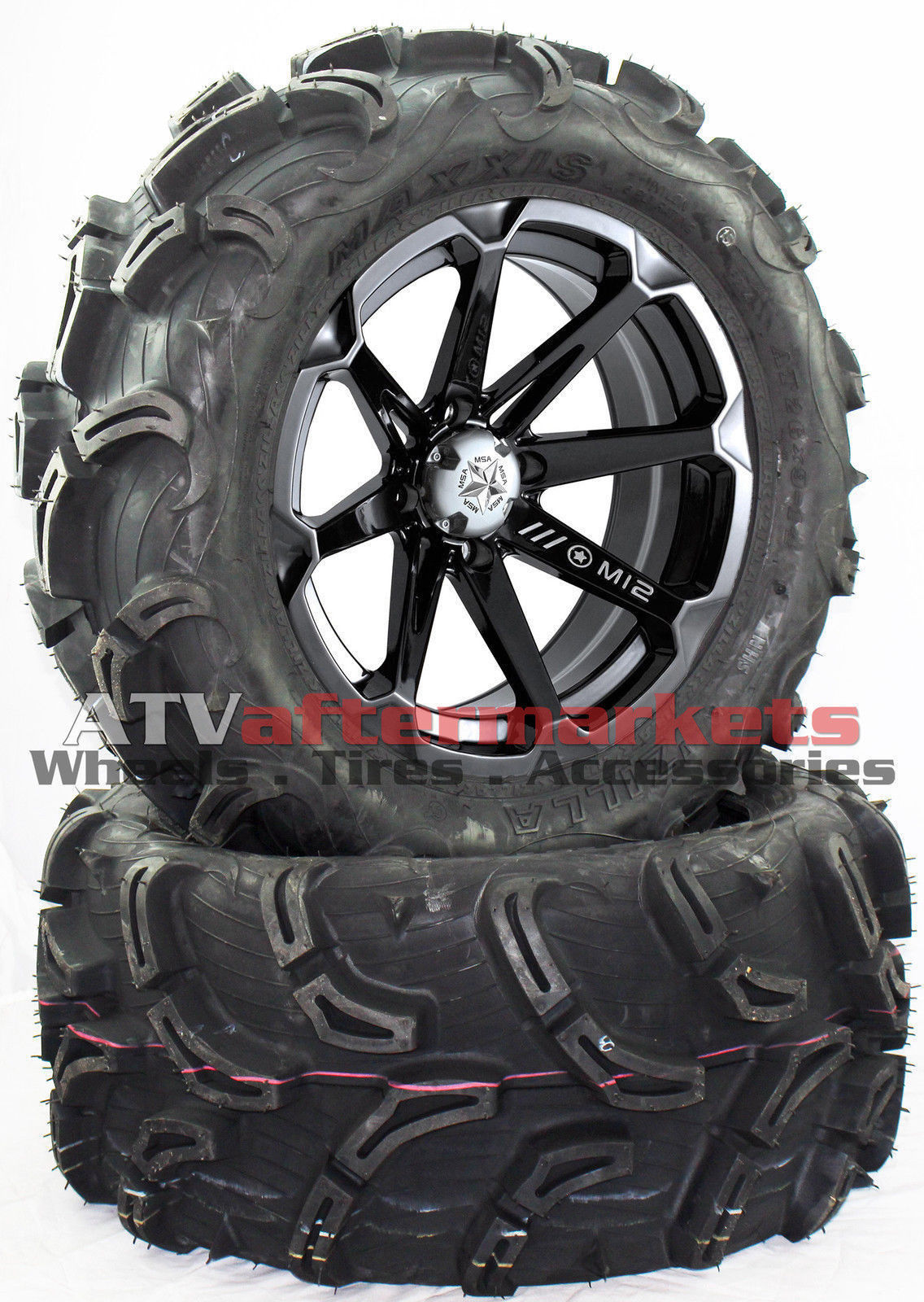 MSA Black M12 Diesel 14" Wheels on 30" Maxxis Zilla Tires Polaris RZR