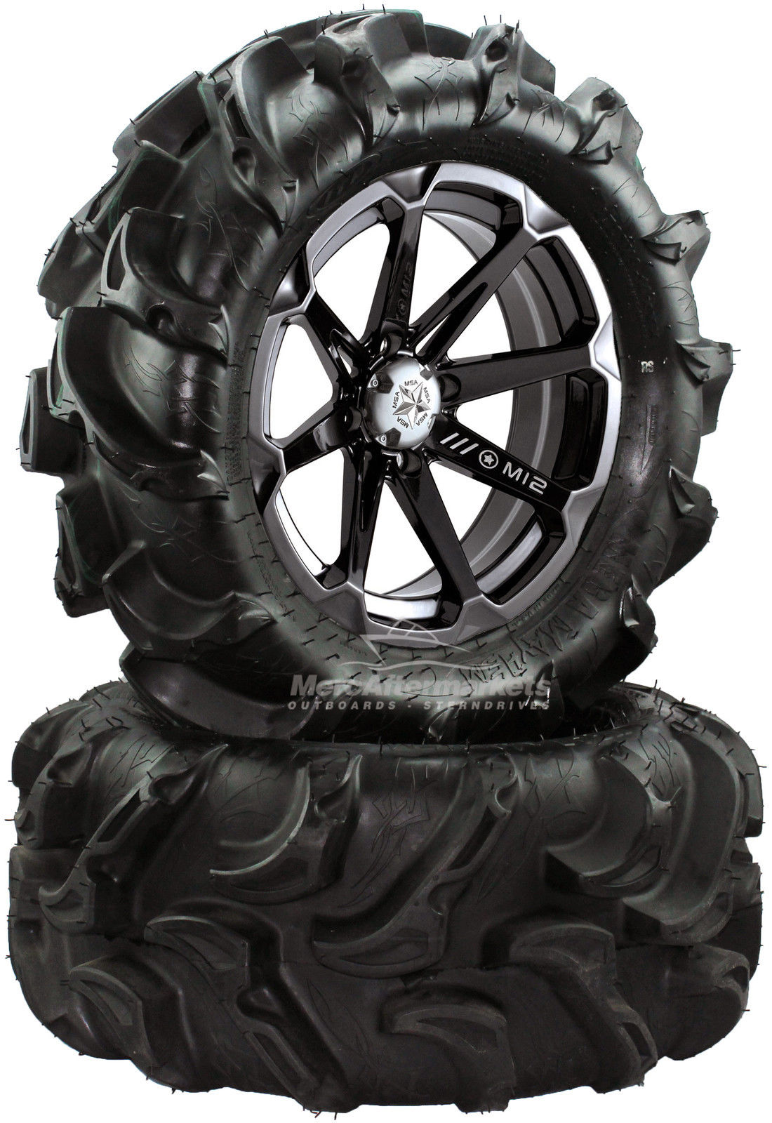 MSA M12 Diesel 14" ATV Wheels 27" ITP Mega Mayhem Tires Yamaha Grizzly