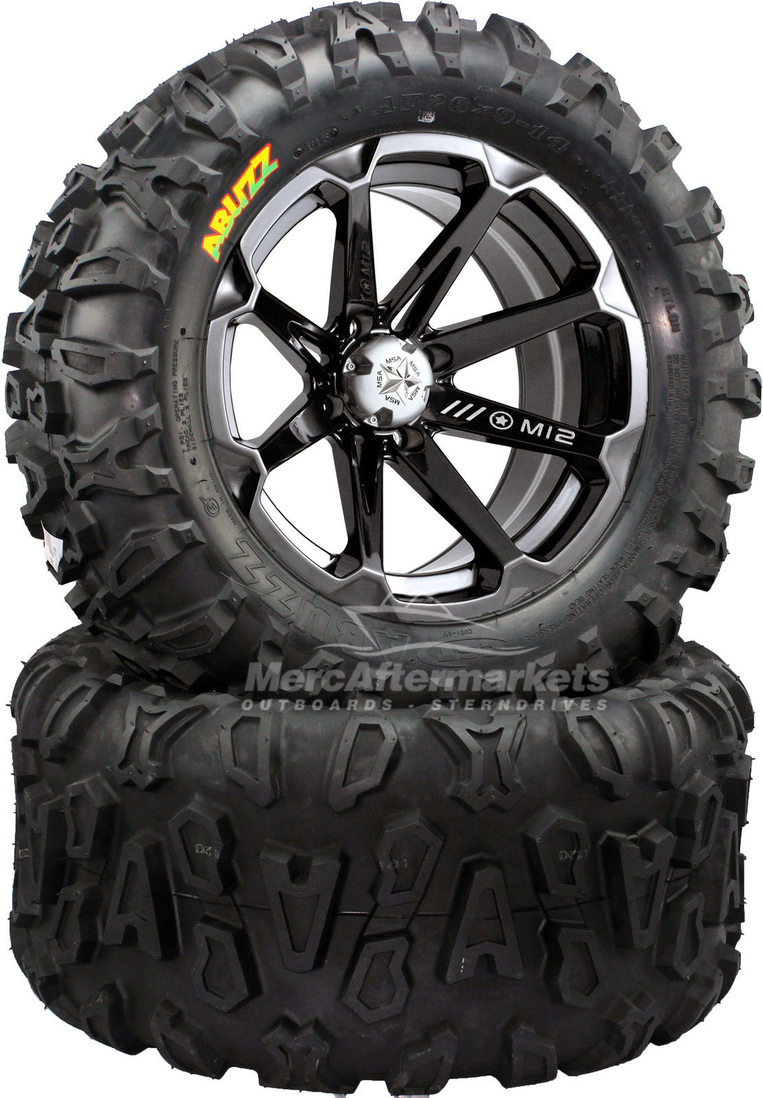 MSA M12 Diesel 14" ATV Wheels on 26" Maxxis Abuzz Tires Polaris