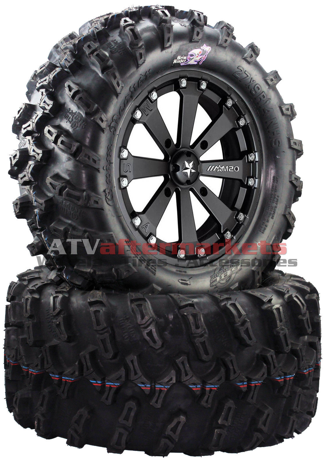 MSA M20 Kore 14" ATV/UTV Wheels on 27" GBC Grim Reaper Tires Polaris