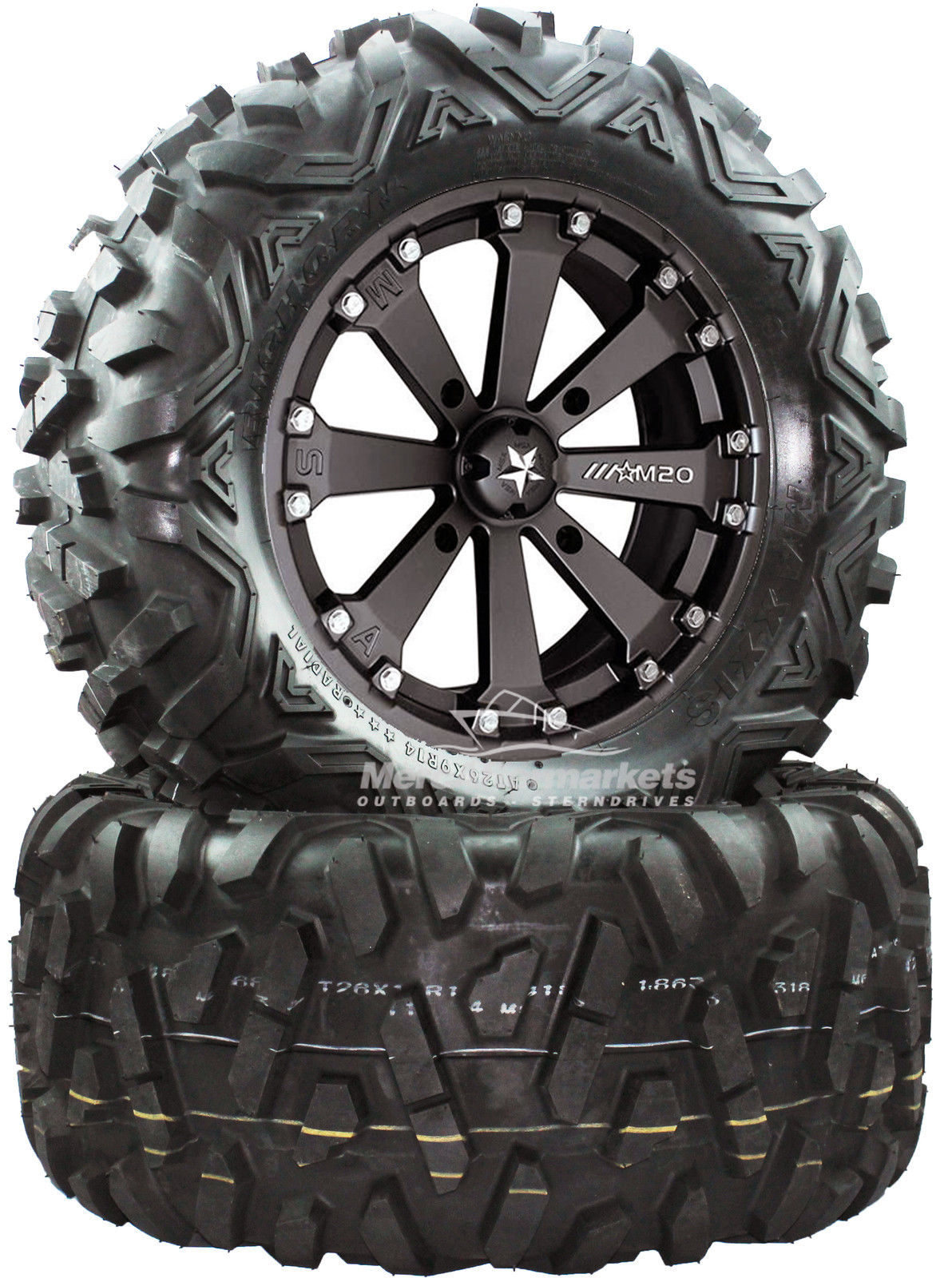 MSA M20 Kore 14" ATV/UTV Wheels on Maxxis Bighorn 26" Tires Polaris RZR