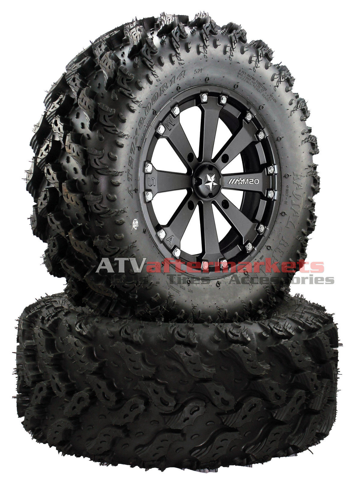 MSA M20 Kore 14" UTV Wheels on 27" Reptile Radial Tires Polaris Ranger