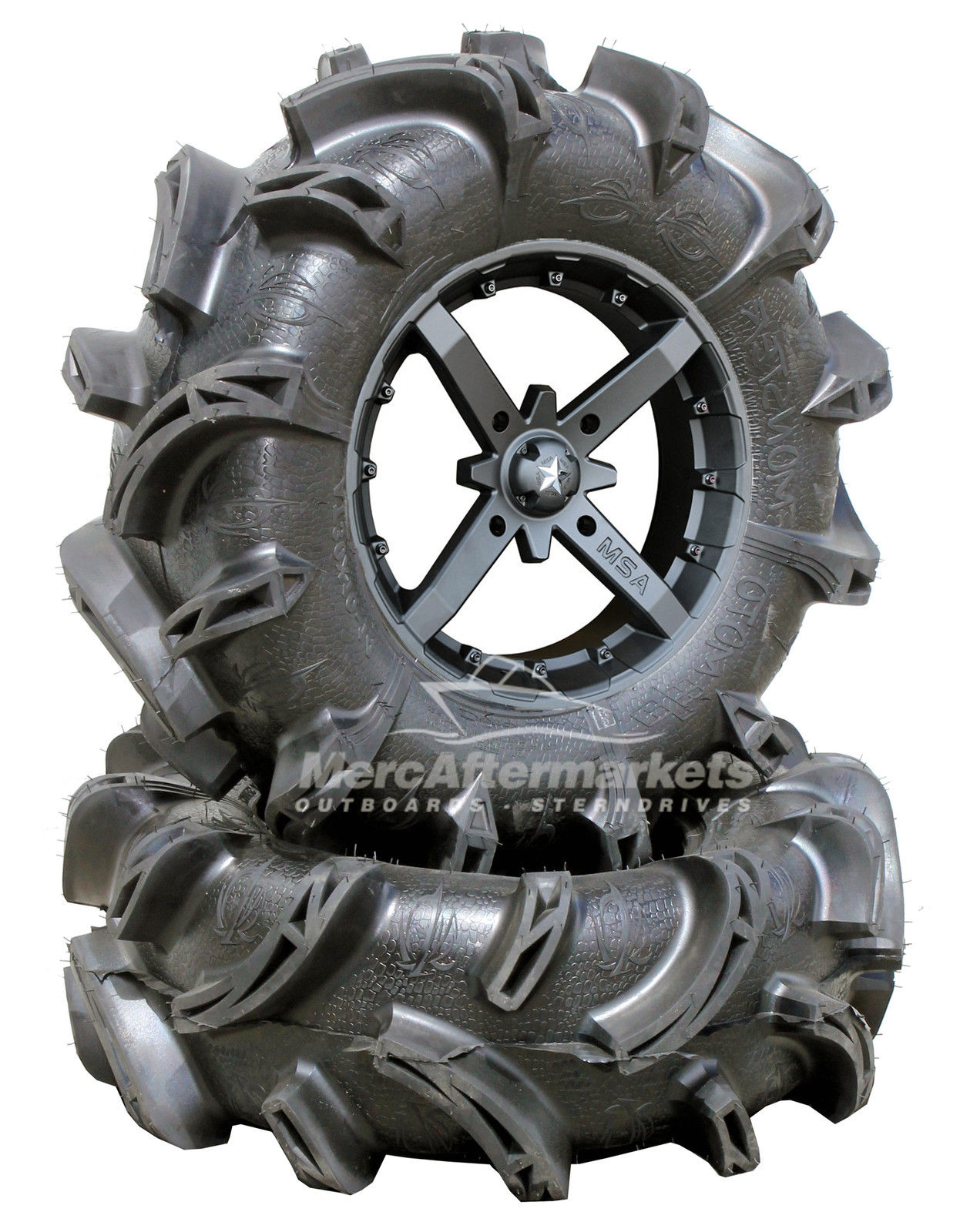 MSA M23 Battle 14" ATV/UTV RIMS on 30" MotoMonster Tires Polaris Ranger