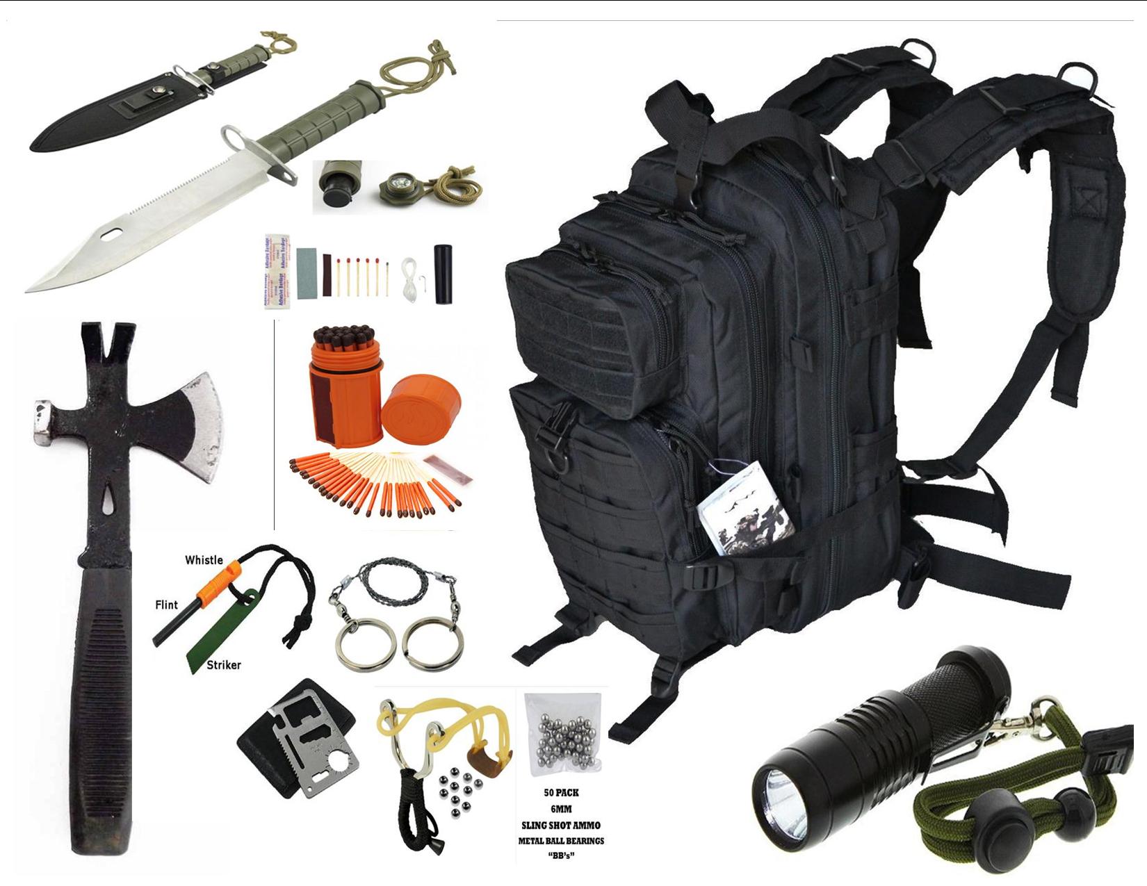 BLACK OPS SURVIVAL GEAR BUG OUT BACKPACK SURVIVAL HATCHET & SURVIVAL