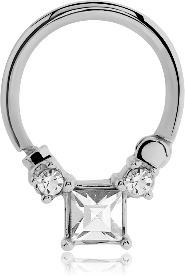 Stainless Steel Hinged Septum Clicker with Gems Nose Rings ...