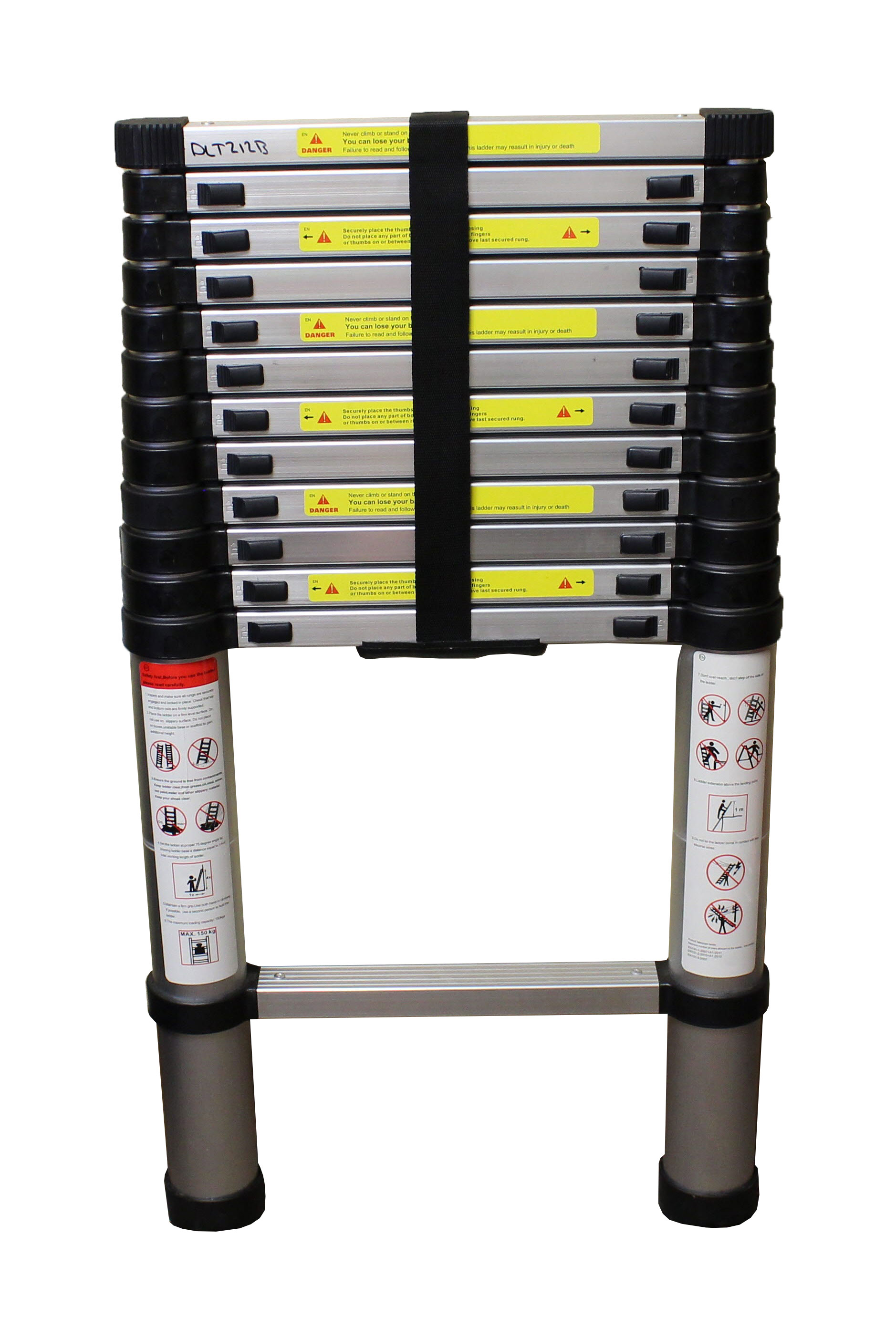 Telescoping Portable Ladder with Safety Locking Steps Aluminum Frame