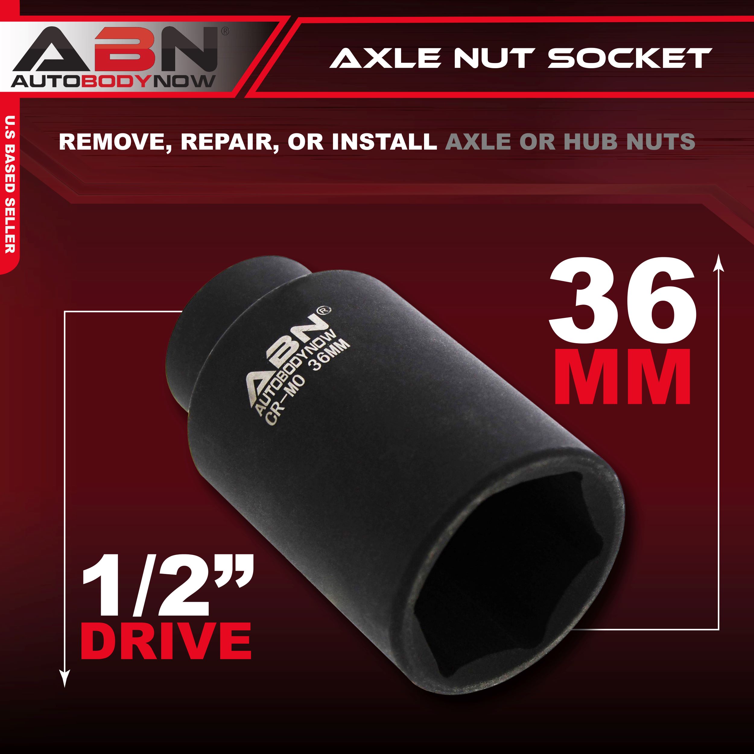 ABN Axle Nut Socket 1//2/" Inch Drive Universal for 6pt Axle Nut on Vehicles