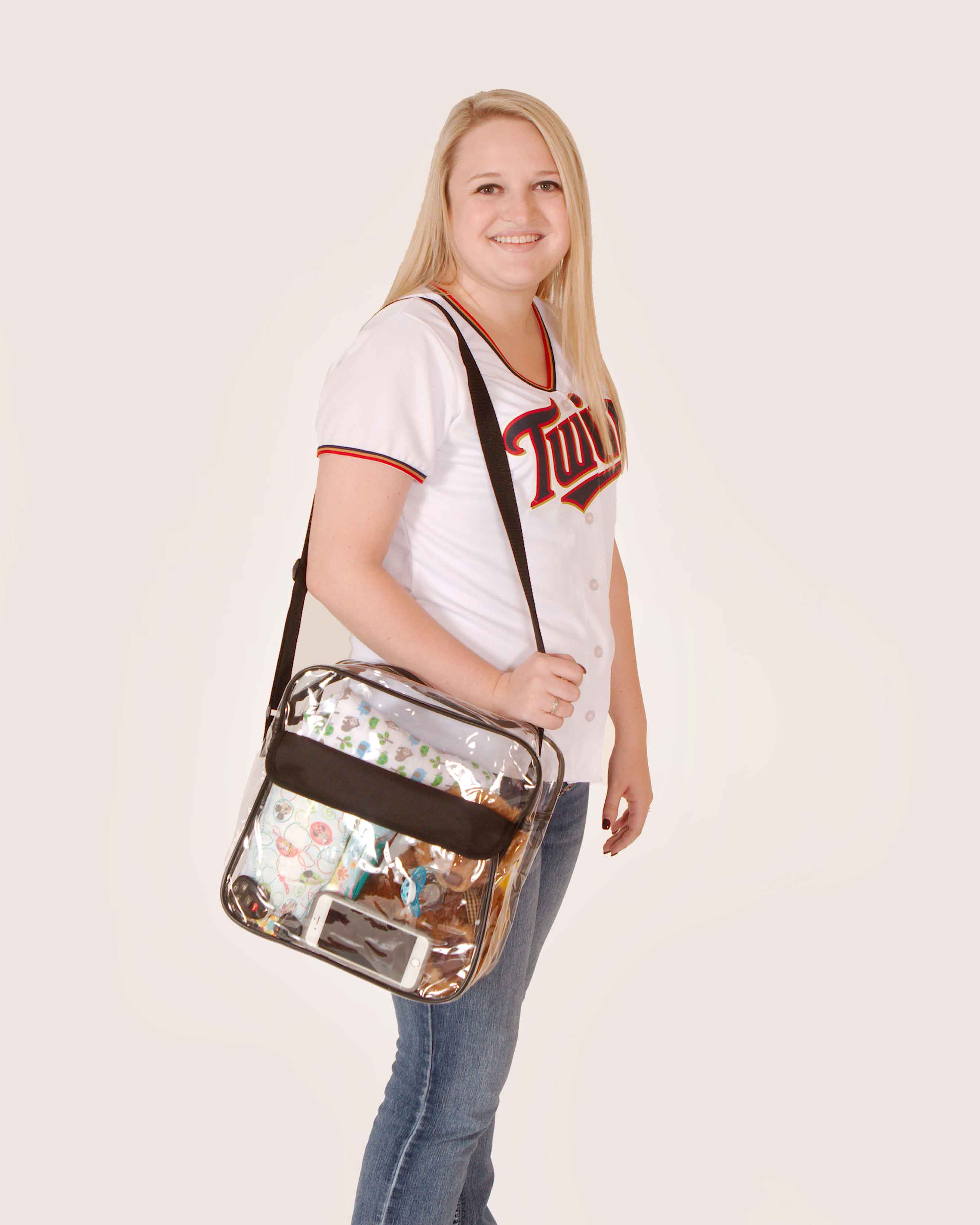 Clear Purse NFL Stadium Approved Bag with Zipper and Shoulder Strap eBay