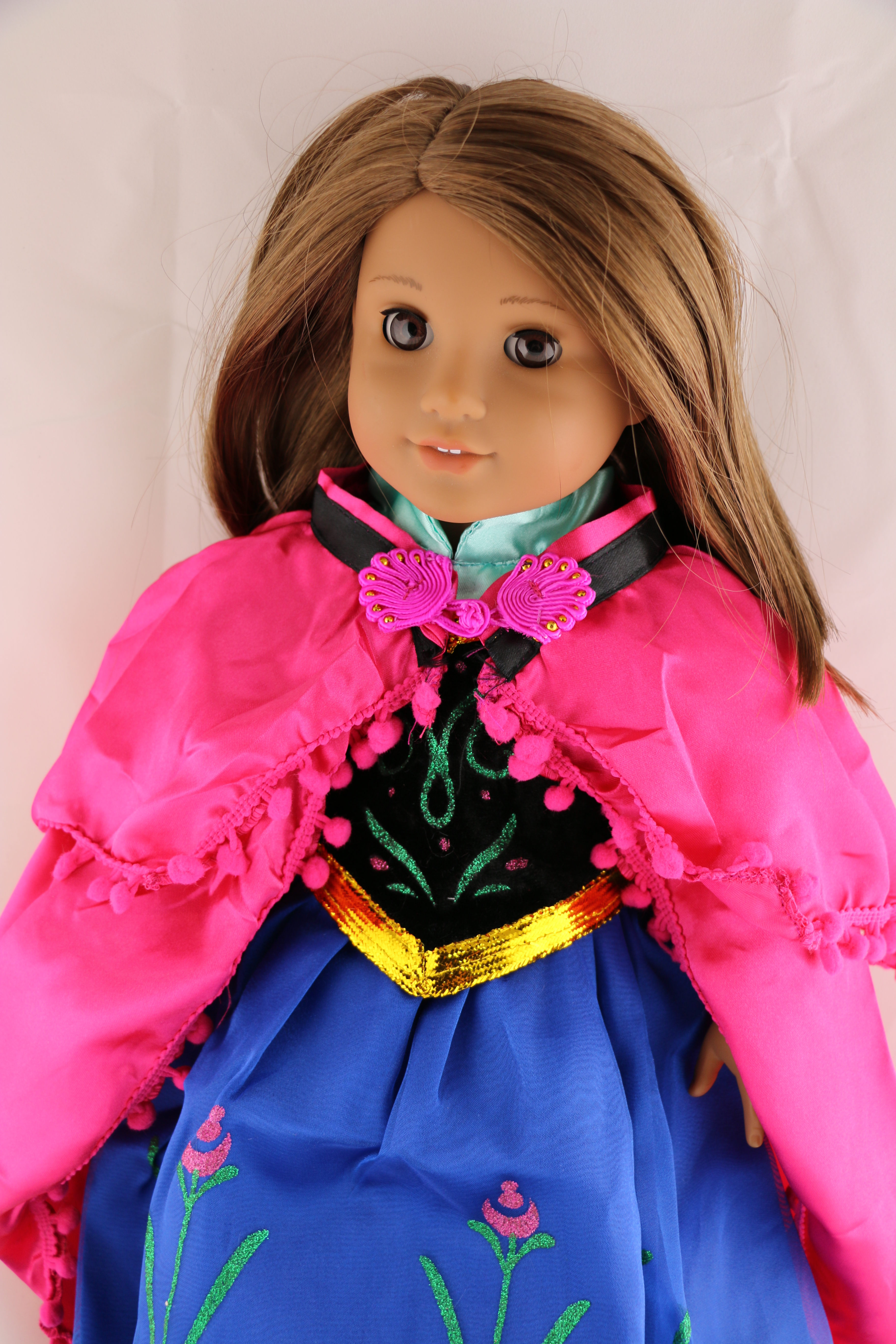Princess Anna Dress Outfit WITH EMBROIDERED DETAILS Fits American Girl Doll
