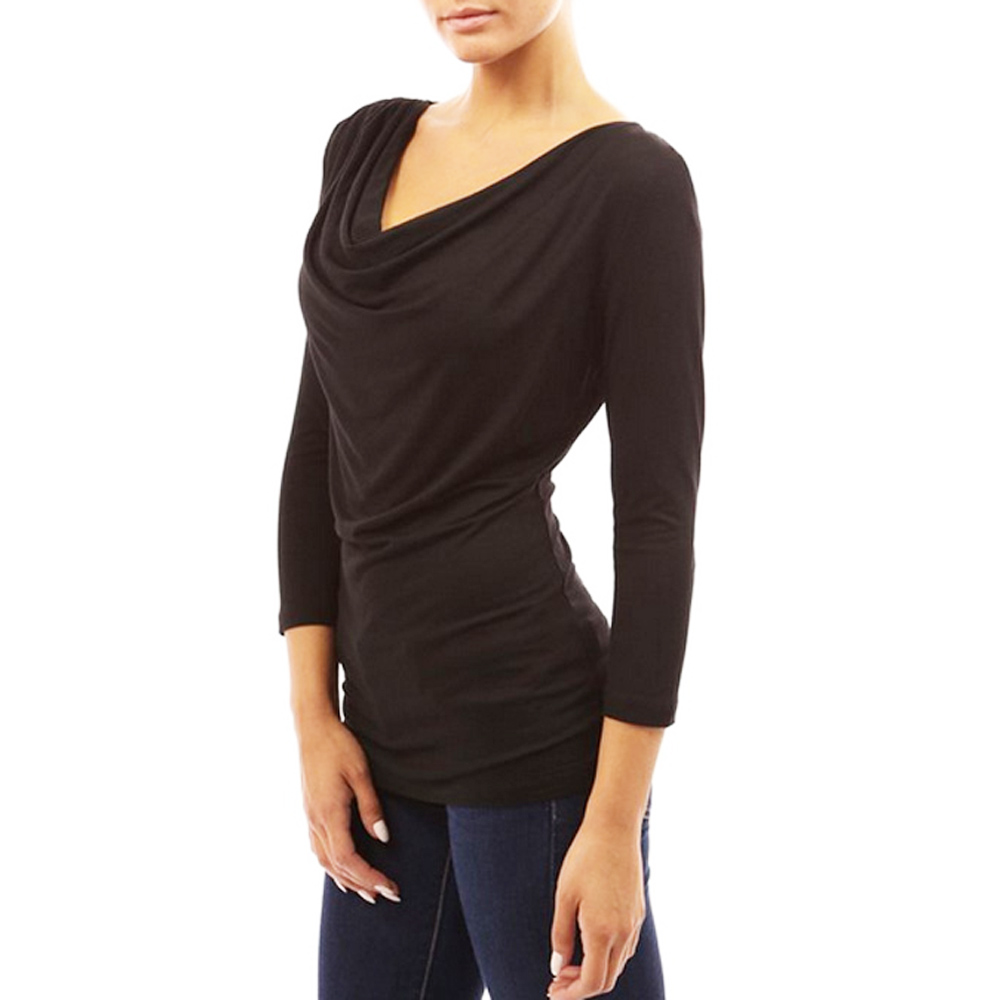 Womens 3/4 Sleeve Ruched Blouse Top Shirt Summer Clubwear Clubbing Party Tops eBay