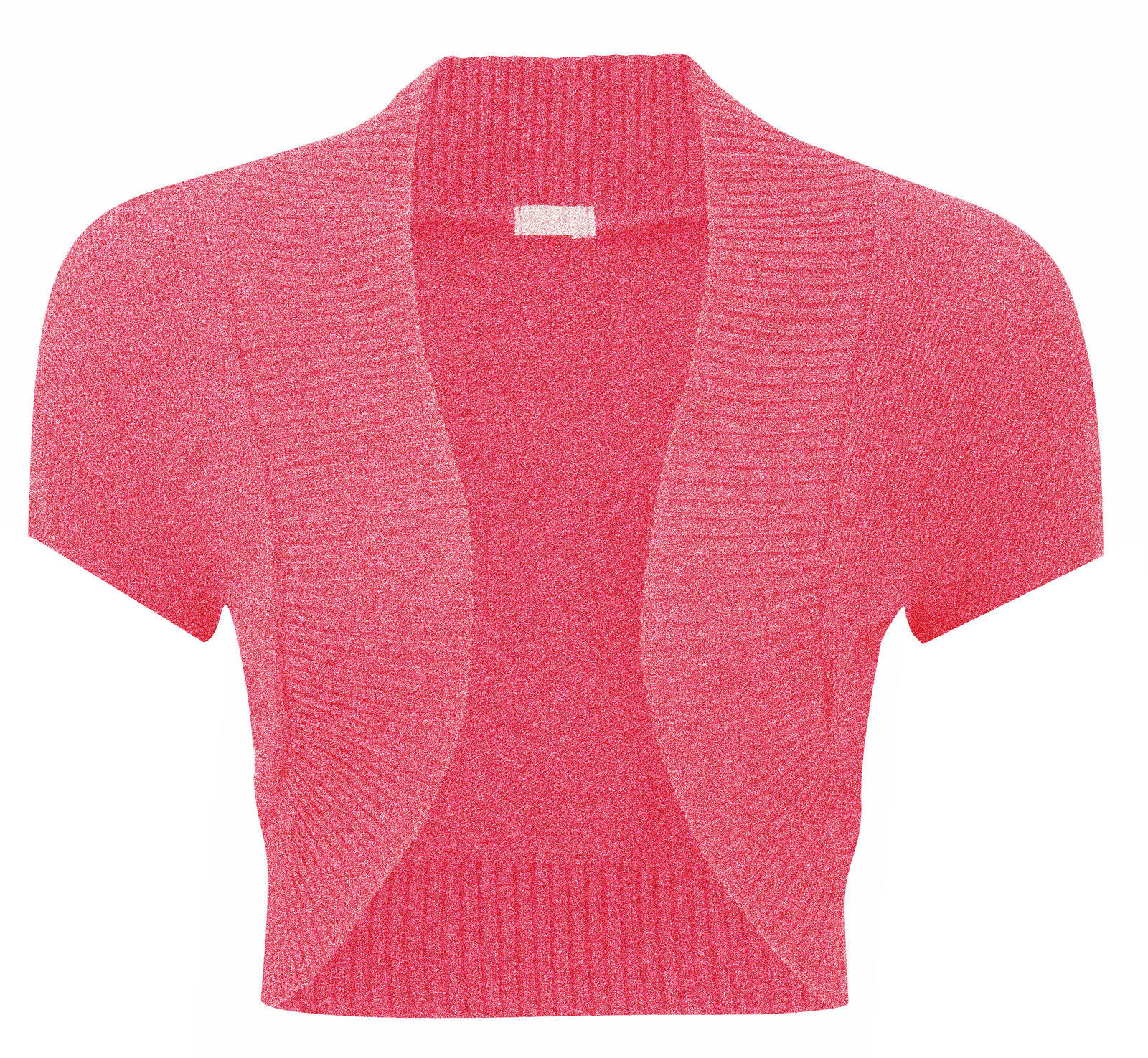 Ladies Plain Knitted Bolero Womens Ribbed Short Sleeve Shrug Top Size 8