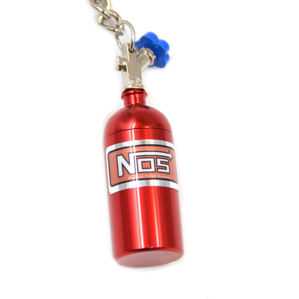 1 Pc Mini NOS Turbo Nitrous Oxide Bottle Keychain Red Black Pendant