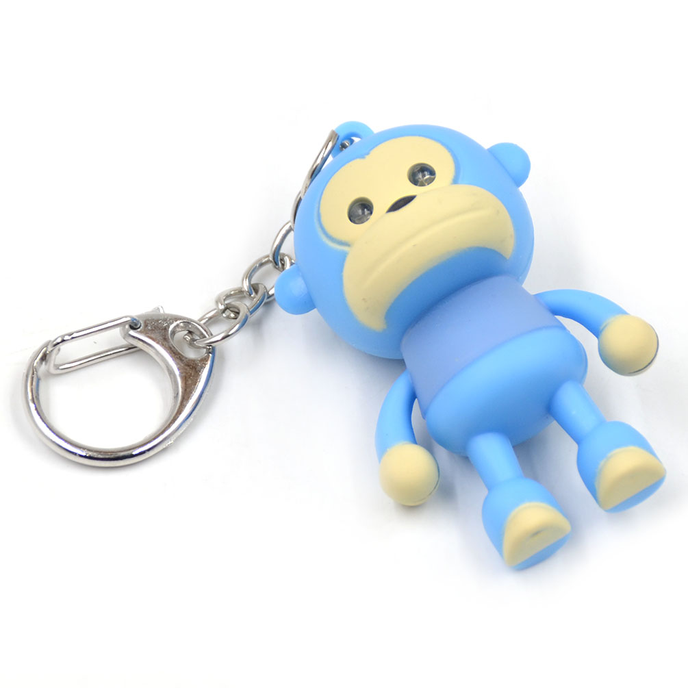 Monkey Key Chain With LED Light Animal Sound Effect Screaming Bag Car