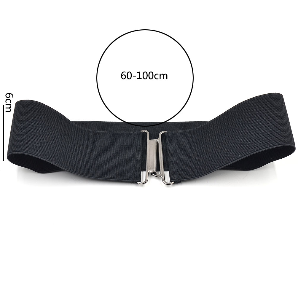 Women Black Invisible Hidden Elastic Belt With Flat Buckle No Show No