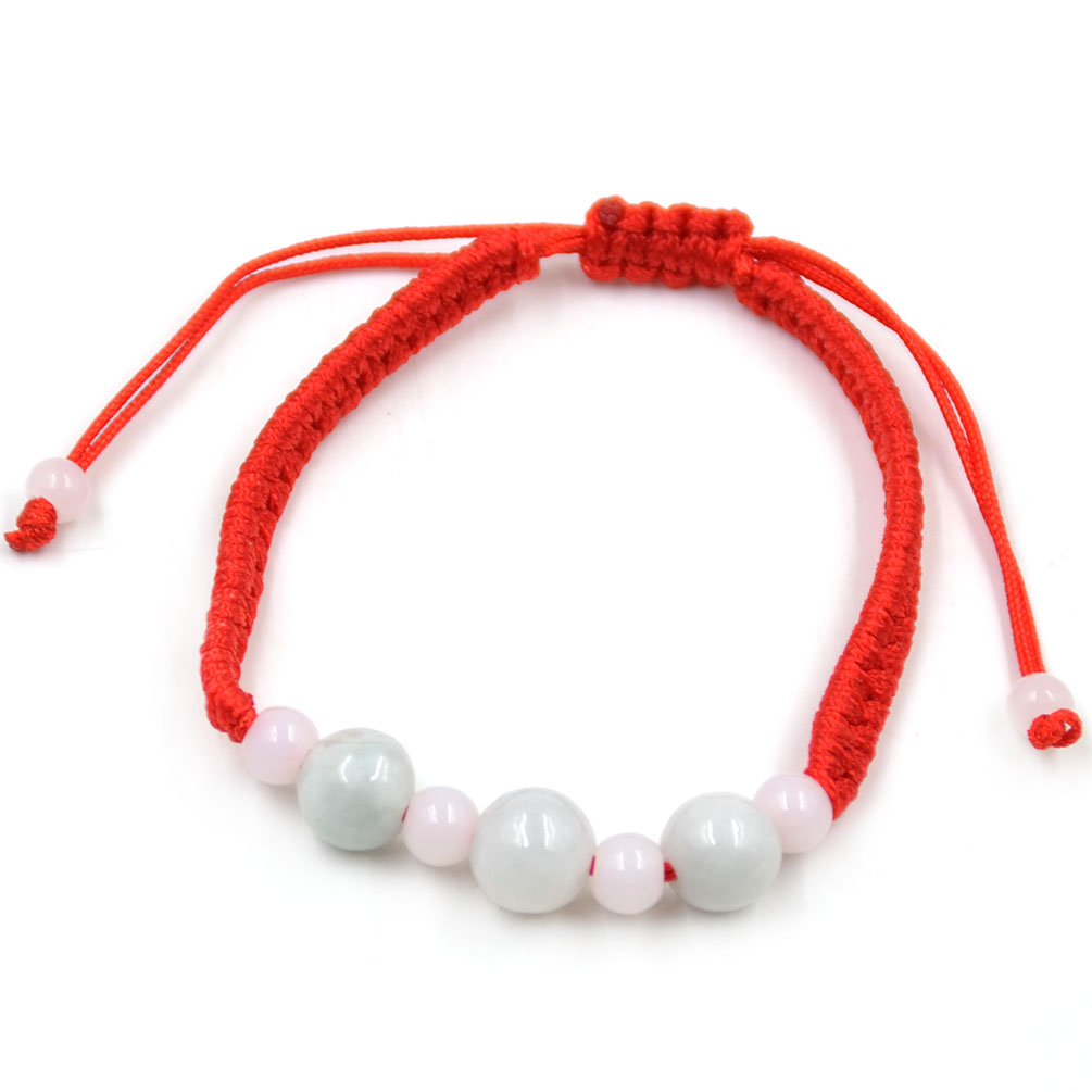 Lucky Jade Beads Charms Red String Knot Bracelet Chinese Feng Shui
