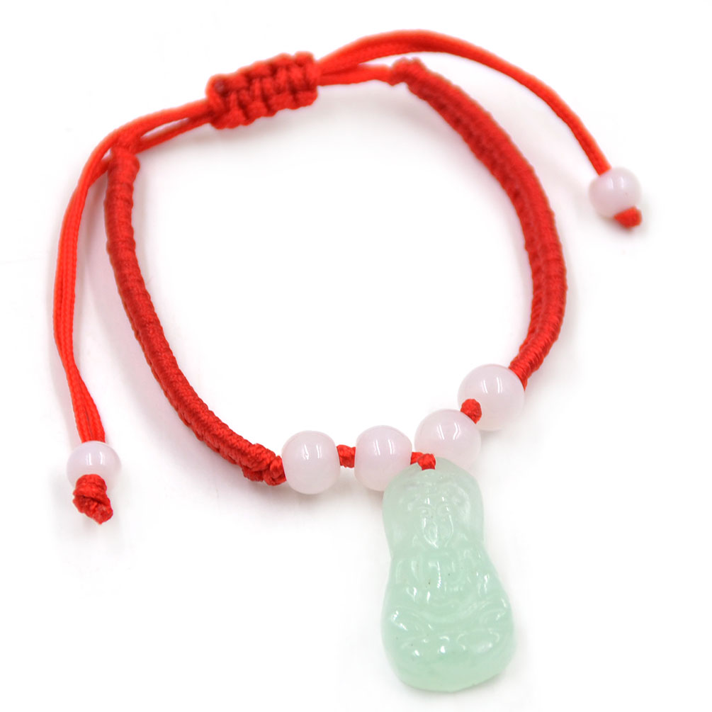Lucky Jade Beads Charms Red String Knot Bracelet Chinese Feng Shui