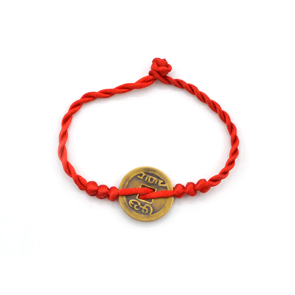 Chinese Feng Shui Red String Wealth Bless Lucky Coin Charm Bracelet