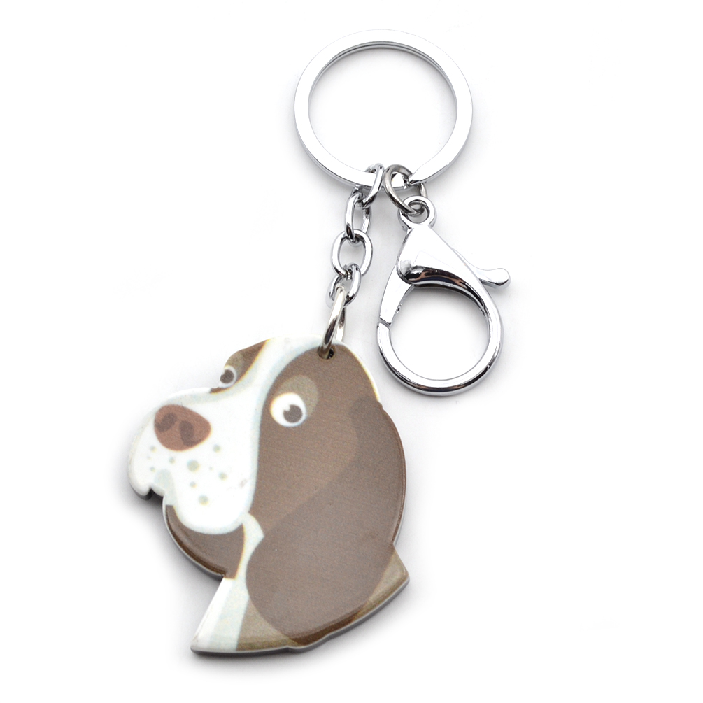 Cute Dog Puppy Acrylic Keyring Key Chain Keyfob Bag Pendant Dog Lover