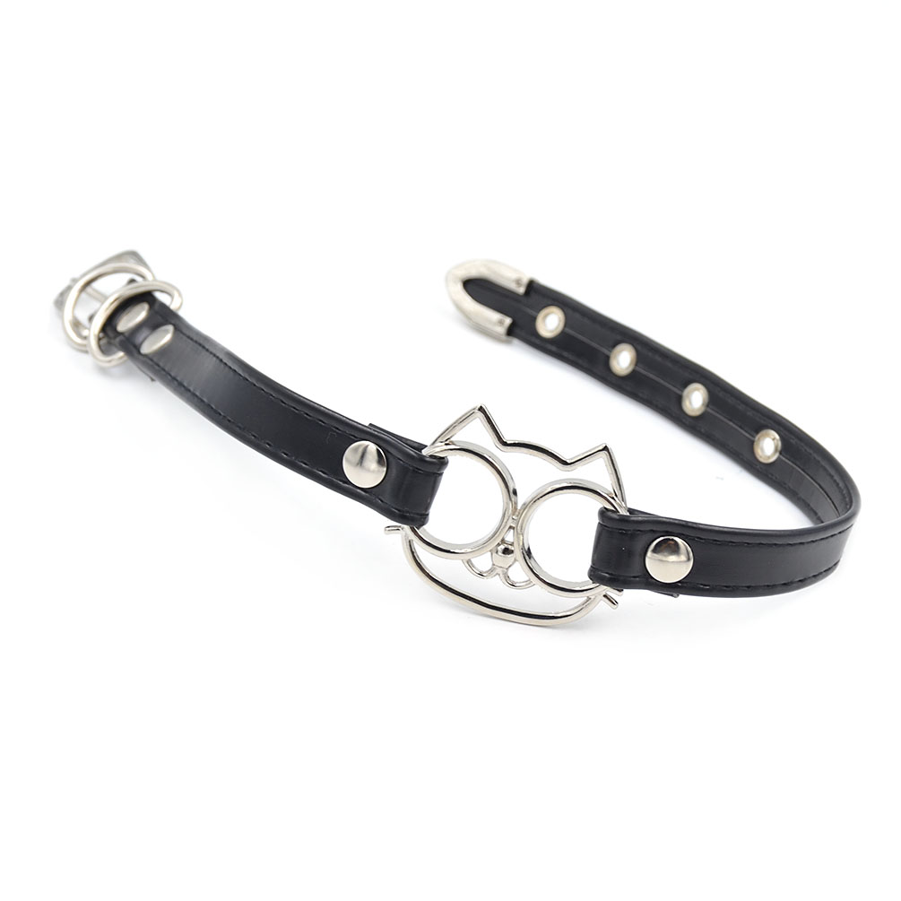 Women Gothic Cat Charm Collar Choker Necklace Synthetic Leather Punk