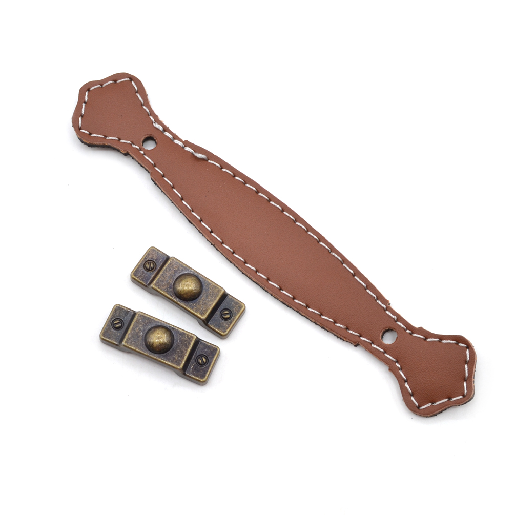 1 Pc Brown Black Synthetic Leather Replacement Handle For DIY Luggage