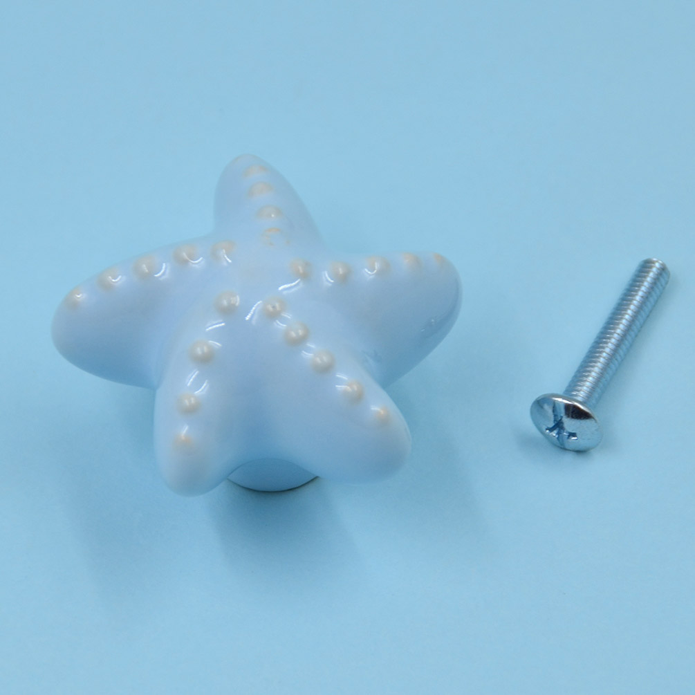 1 Pc Ceramic Starfish Dresser Pull Knob Sea Star Door Drawer