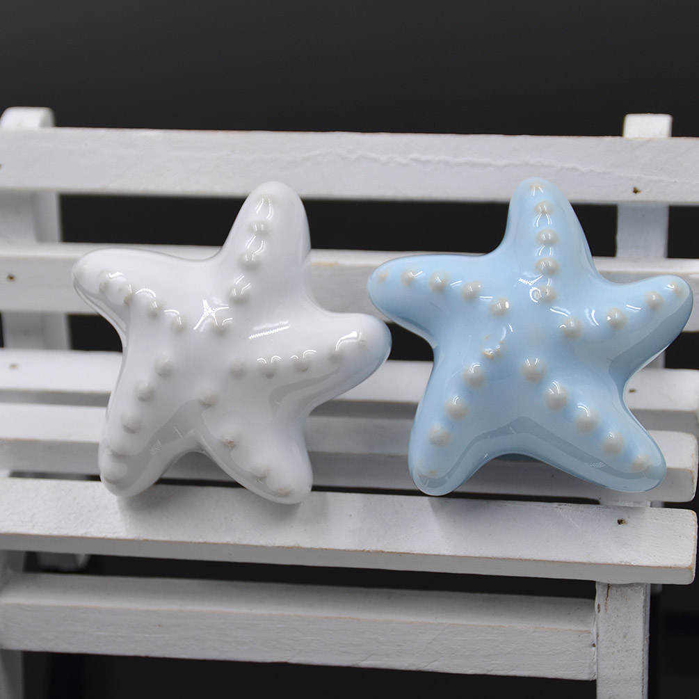 1 Pc Ceramic Starfish Dresser Pull Knob Sea Star Door Drawer