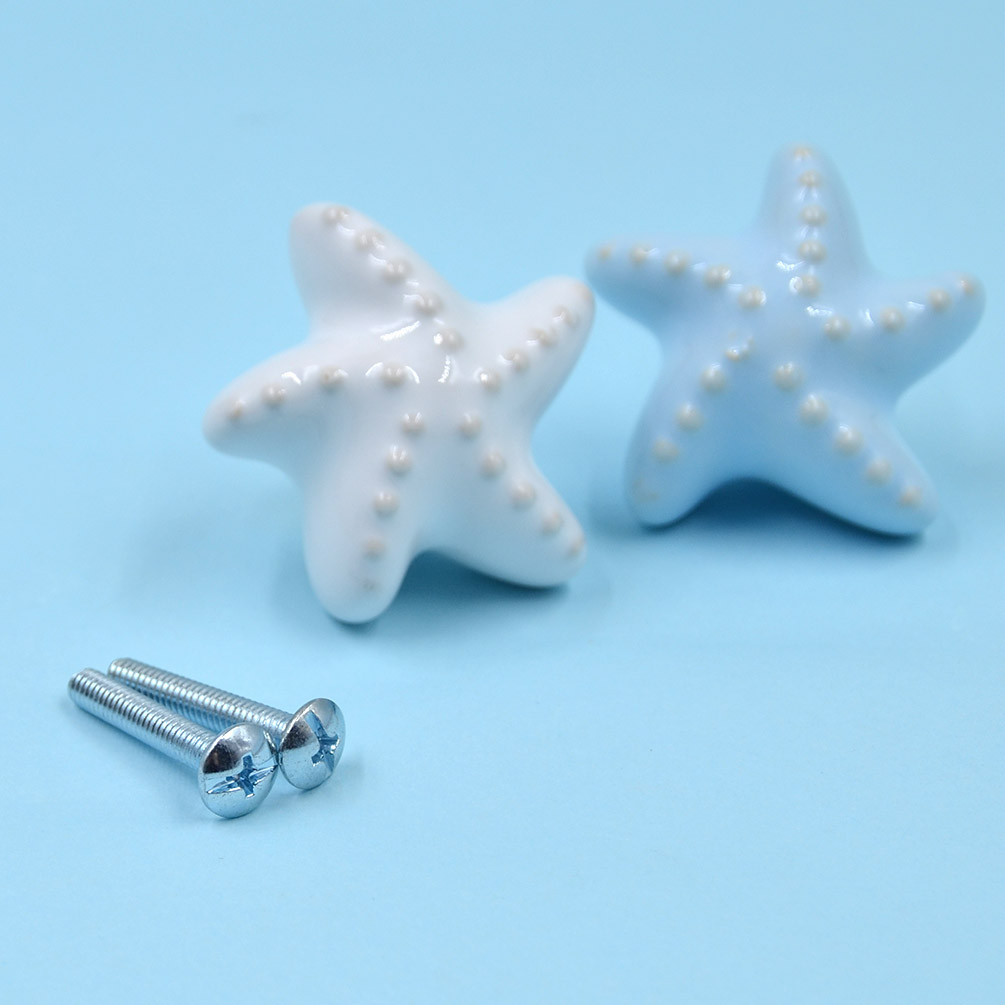 1 Pc Ceramic Starfish Dresser Pull Knob Sea Star Door Drawer