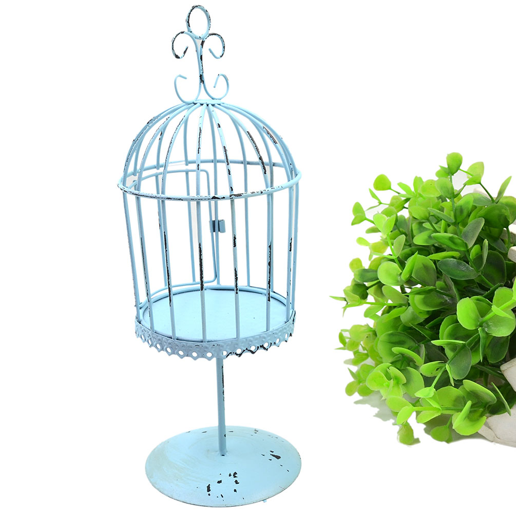 Decorative Pastoral Vintage Retro Shabby Rusted Bird Cage Holder Home