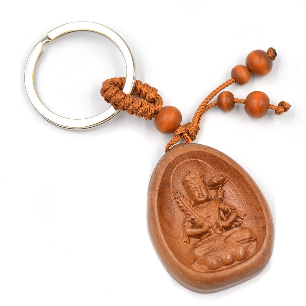 Wooden Carving Buddhism Buddha Hand Statue Pendant Keychain Car Keyring