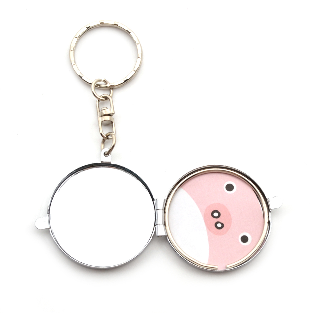 Folding Mirror Key Ring Keychain Travel Portable Compact Pocket Handbag