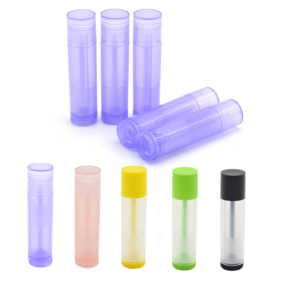 5 Pcs Empty Clear Lipstick Containers Lip Balm Tubes Caps Bulk DIY