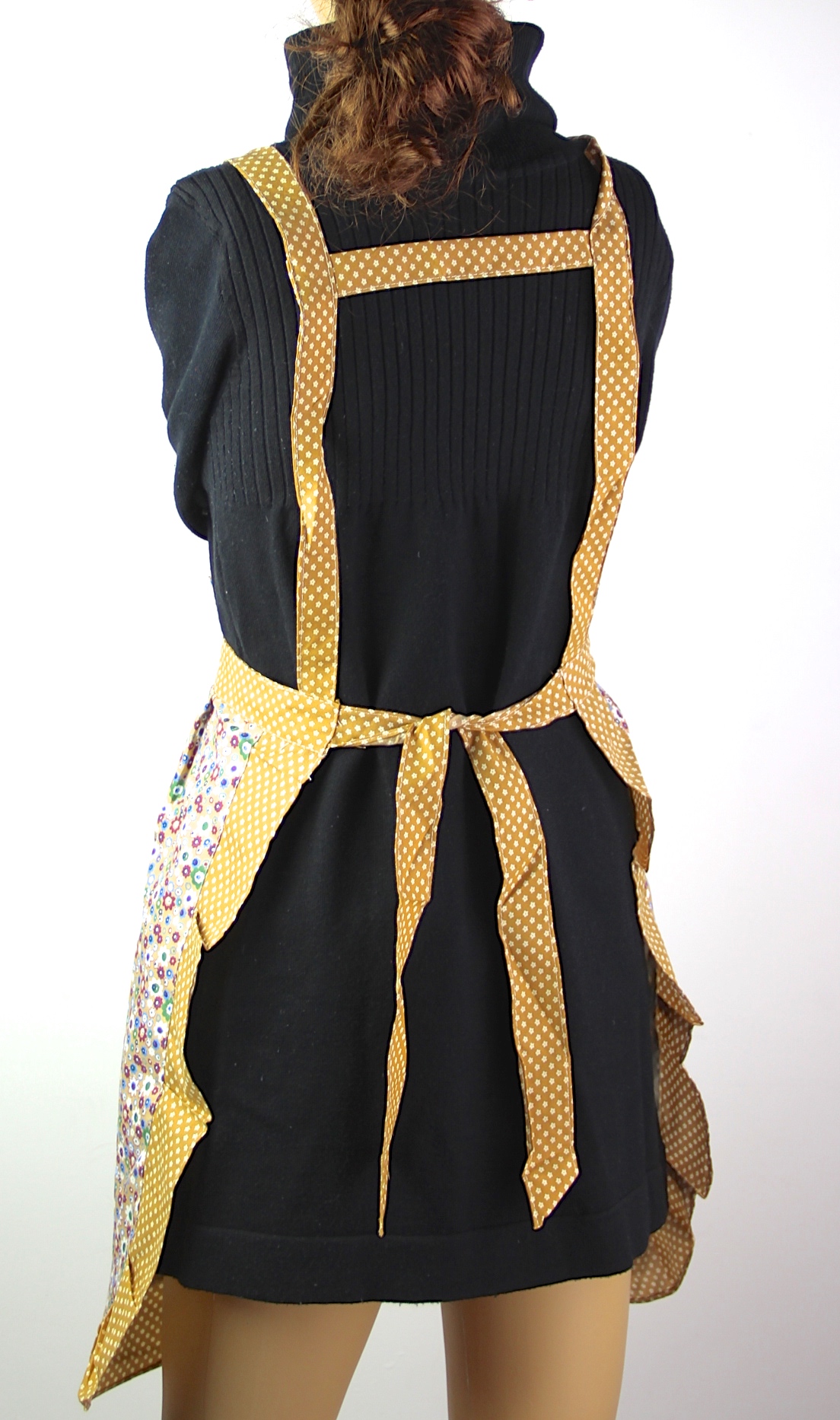 Rose Flower Pattern Women Chefs Cooking Cook Apron Tabard Twin Double