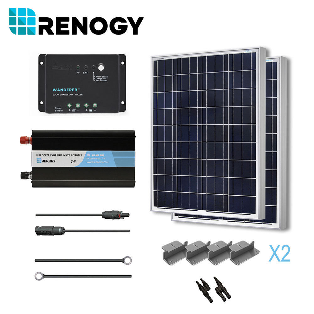 Renogy Solar Panel Complete 200 Watts Poly Kit Inverter