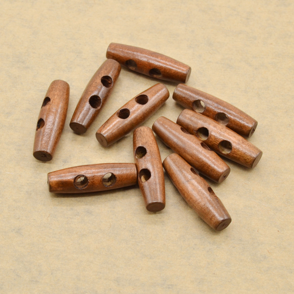 10pcs Wooden Toggles Buttons Olive Shape Sewing Button 2 Holes