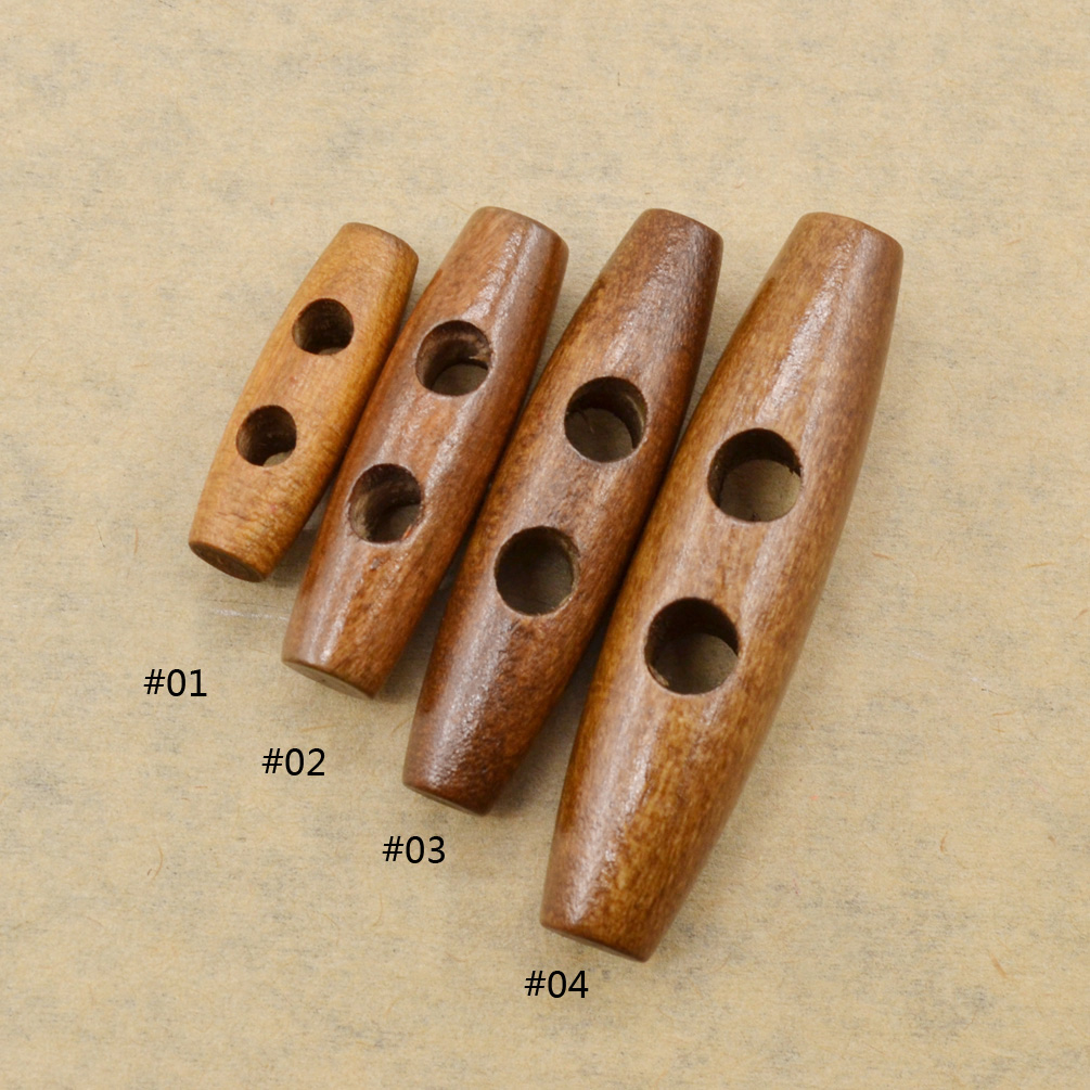 10PCS WOODEN TOGGLES Buttons Olive Shape Sewing Button 2 Holes