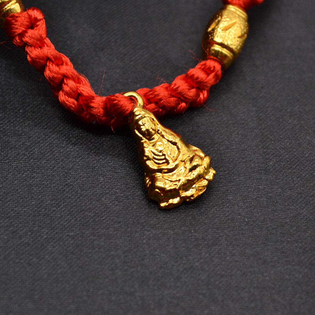 Chinese Red Lucky Rope Bracelet Gold Buddha Beads Buddhist String Good