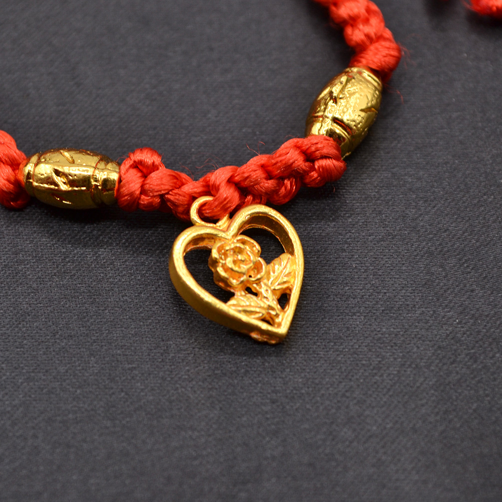 Chinese Red Lucky Rope Bracelet Gold Buddha Beads Buddhist String Good