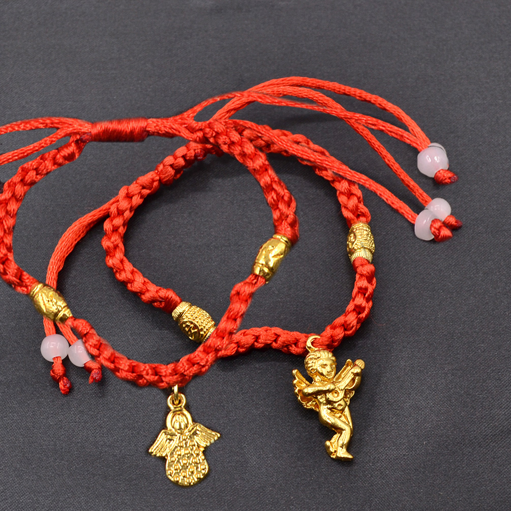 Chinese Red Lucky Rope Bracelet Gold Buddha Beads Buddhist String Good
