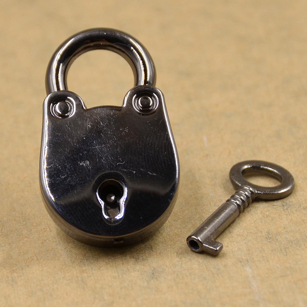 Antique Retro Mini Padlock With Key Luggage Suitcase Safe Lock Gold