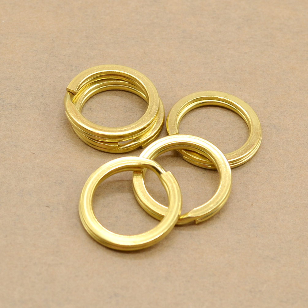 5pcs Solid Brass Copper Ring Key Chain Hook Flat Split Key Ring Holder