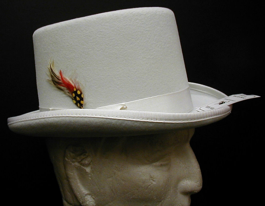 New Men's 100 Wool Formal White Top Hat All Sizes eBay