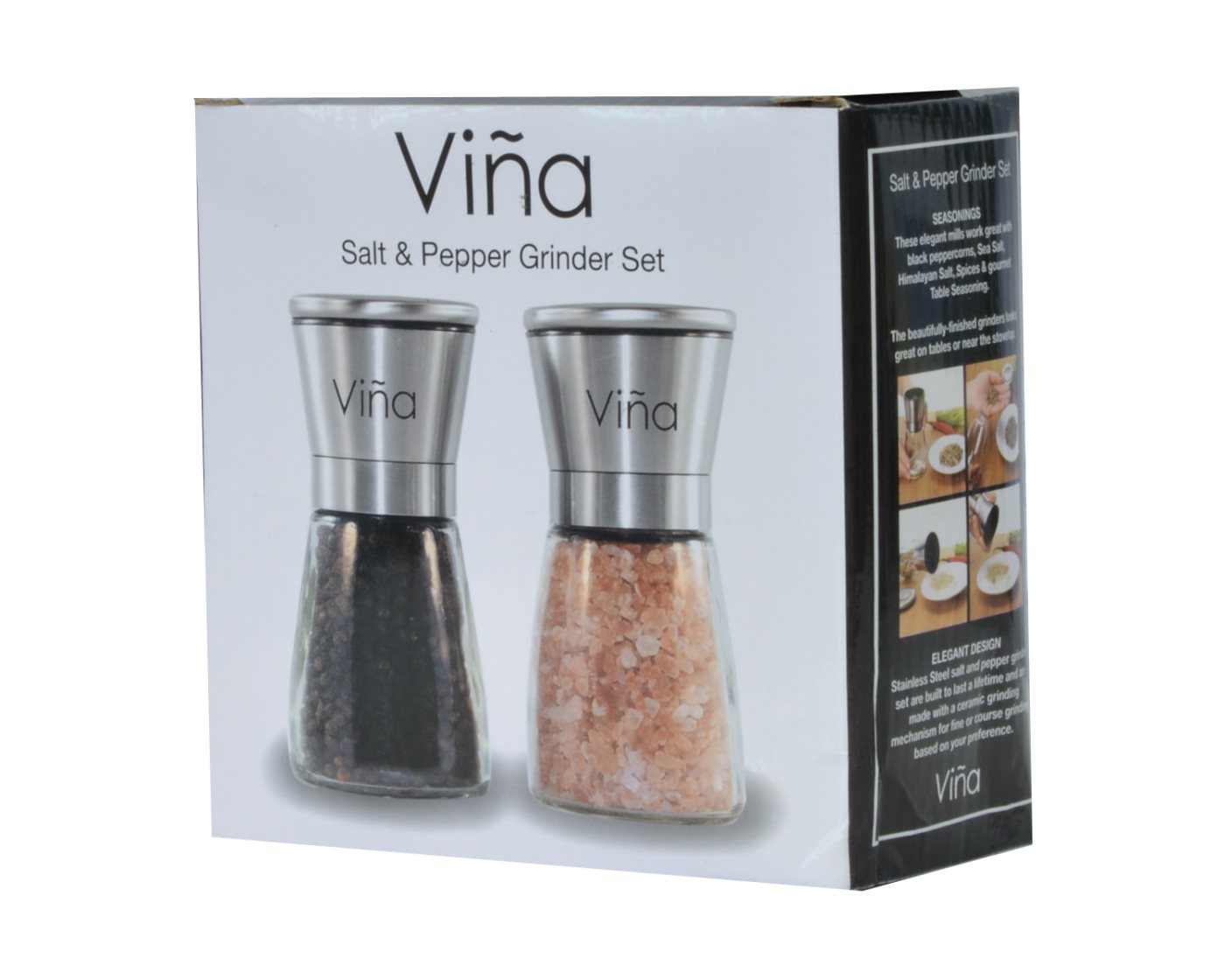 Vina® Electric Stainless Steel Salt and Pepper Mill Grinder 2PCs Set