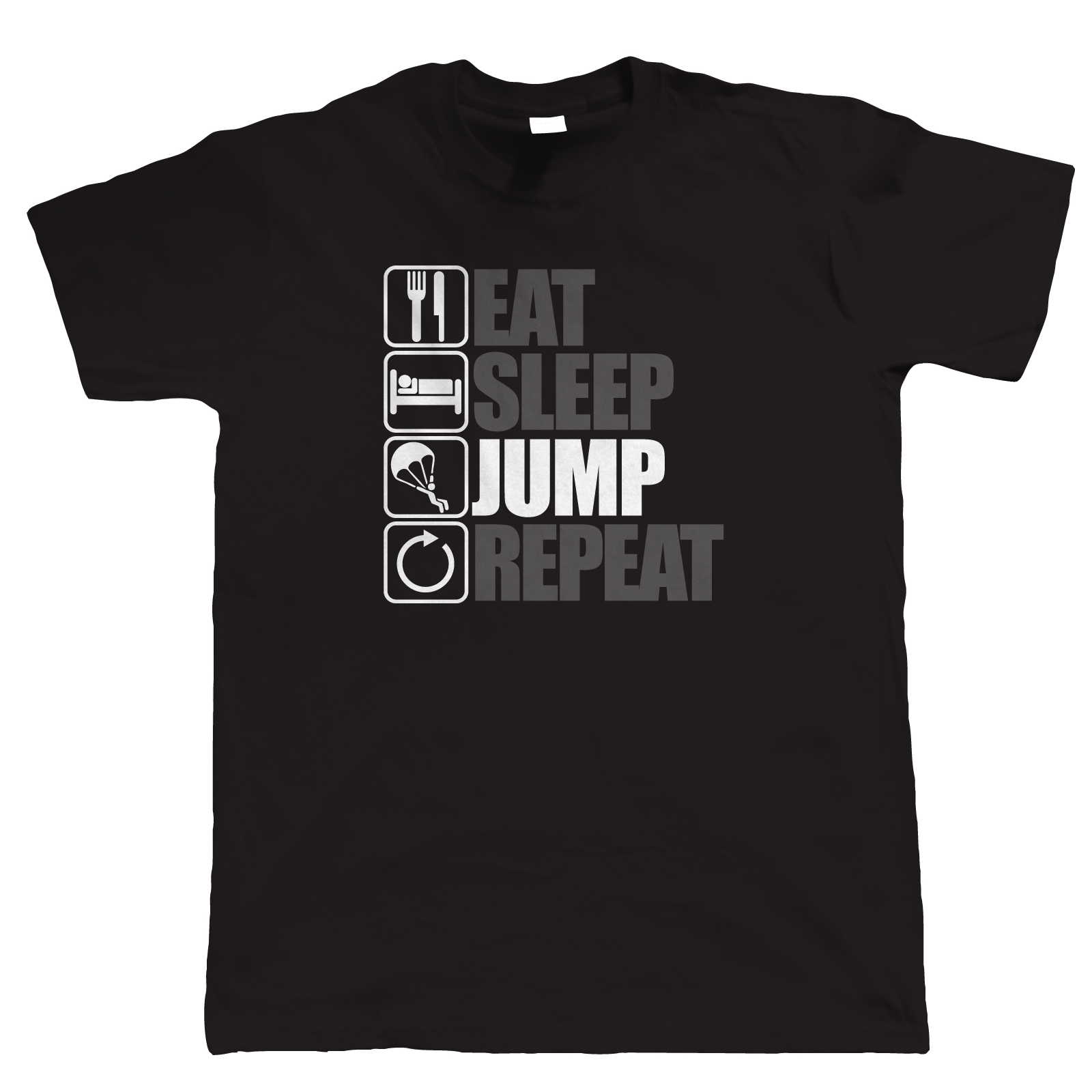 eat sleep jump repeat, mens parachuting t shirt - gift for him