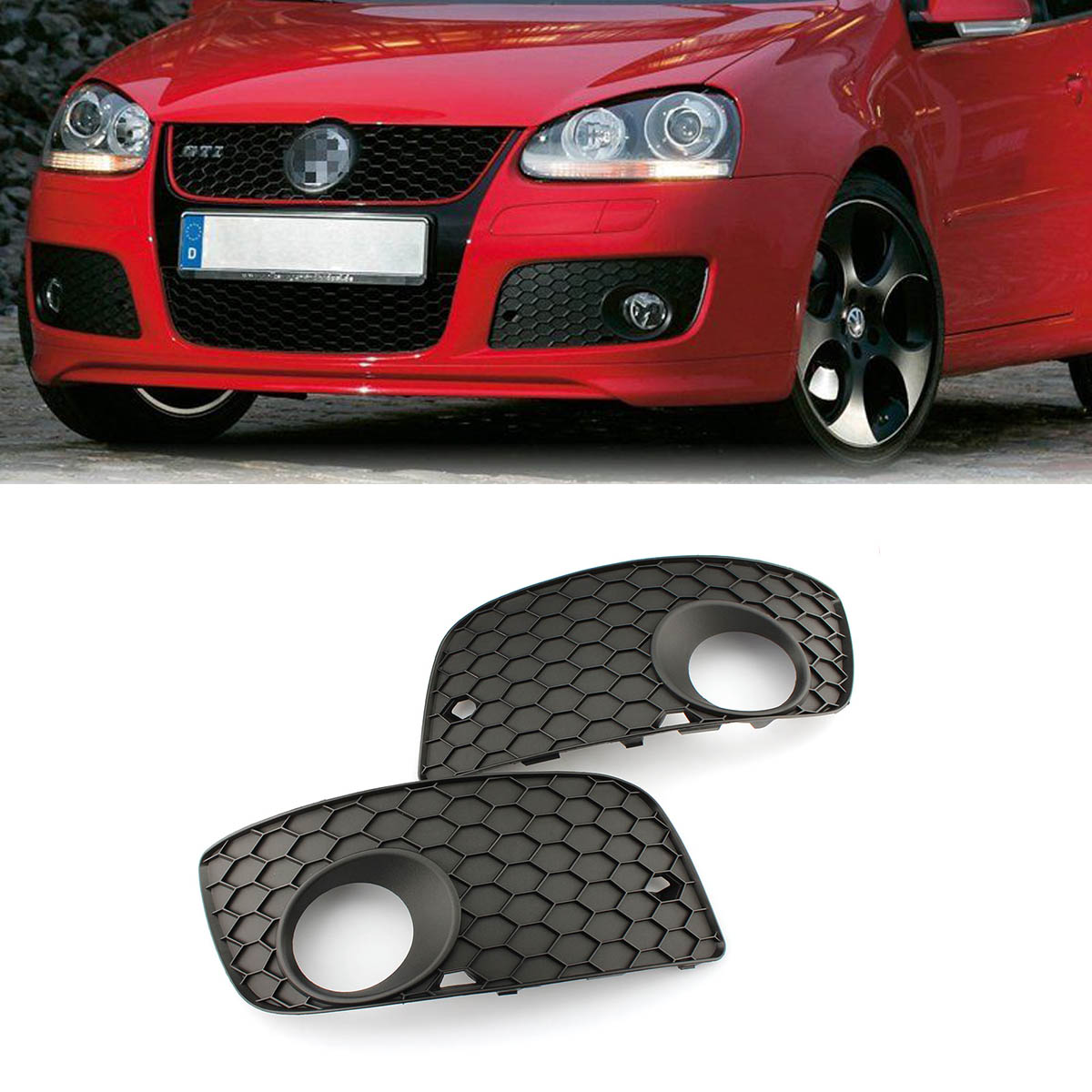 Pair Front Bumper Honey Comb Fog Light Cover Grill for VW Jetta MK5 GTI