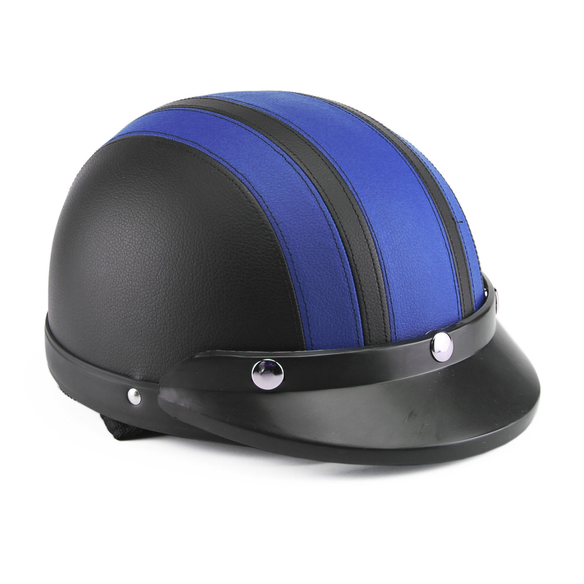 Half Open High Quality With Sun Visor Goggles Motorcycle Leather Helmet Blue