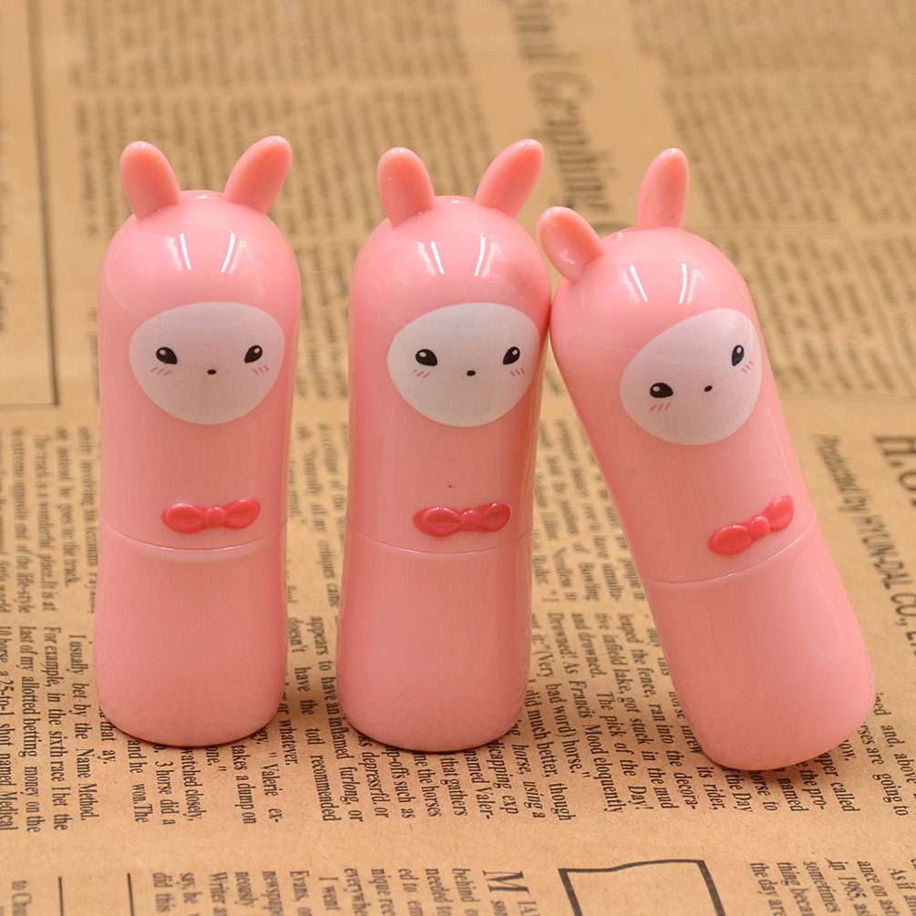 3pcs Cartoon KAWAI Animals Lip Balm Tube Lipstick Containers Holder Cat
