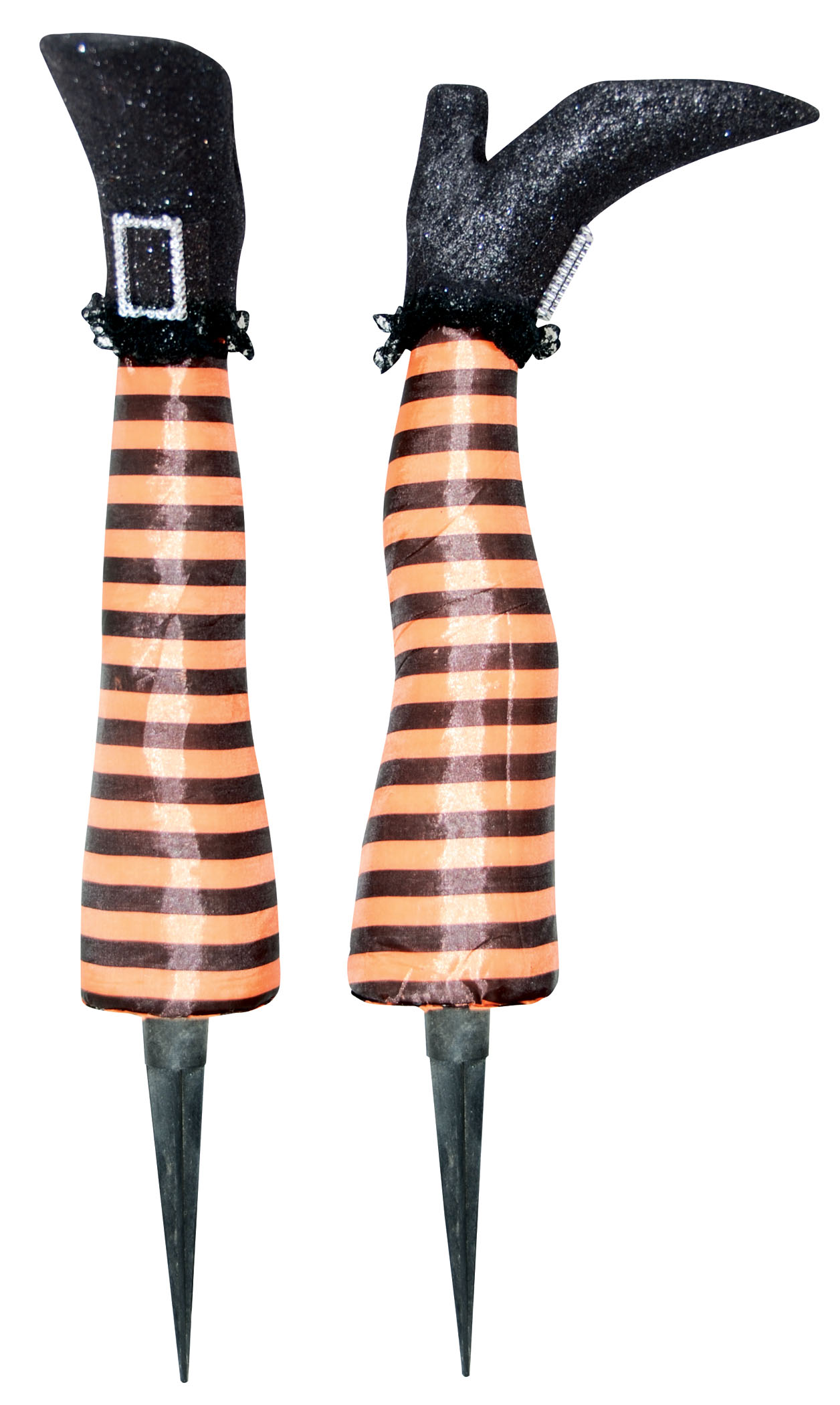 Black Striped Witch Legs Leg Stakes Yard Lawn Decor Halloween Prop
