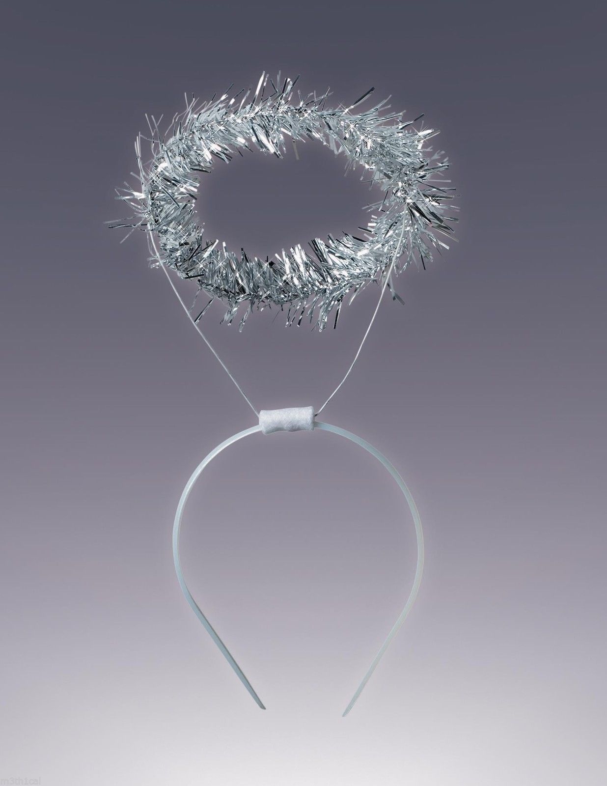 Marabou White Silver Tinsel Halo Angel Headband Costume Accessory eBay